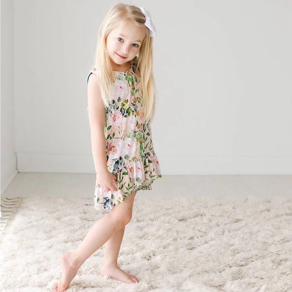 Posh Peanut Floral Harper Henley Sleeveless Hi Low Dress